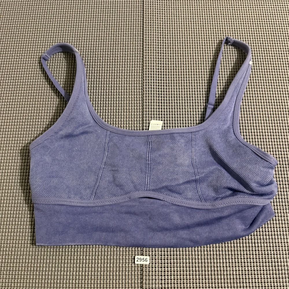 Yogalicious Mystic Muse Stonewash Rib Textured Seamless Bra Purple Large